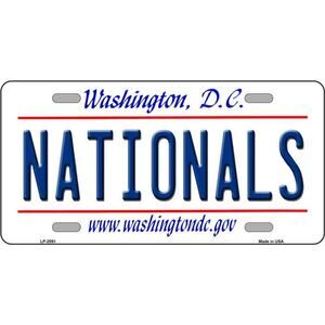 MLB Nationals License Plate Tag Metal Washington  Wall Sign  Baseball White New